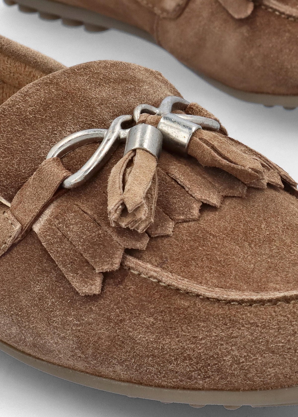 Essana Taupe Suede Tassel Loafers