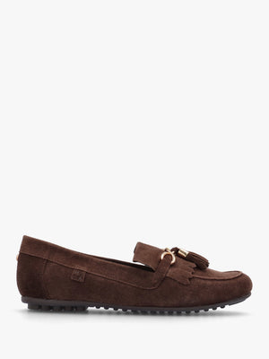 Essana Brown Suede Tassel Loafers