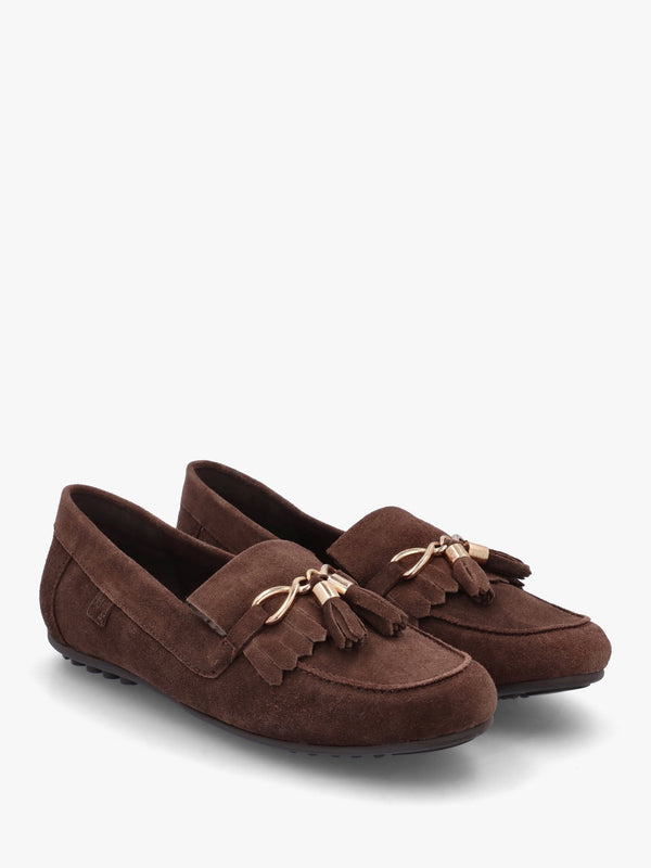 Essana Brown Suede Tassel Loafers