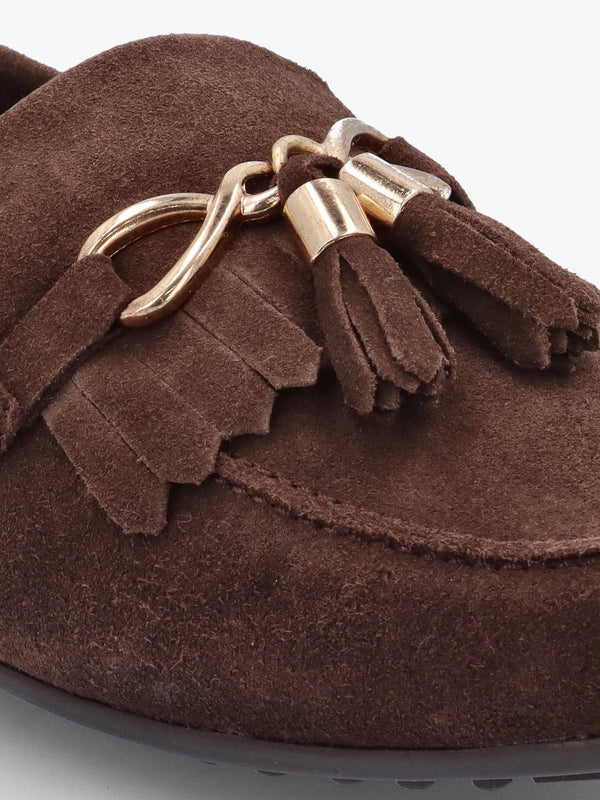 Essana Brown Suede Tassel Loafers