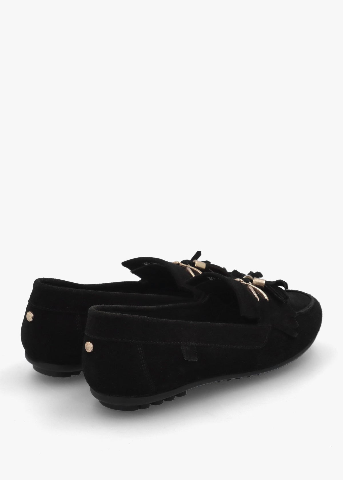 Essana Black Suede Tassel Loafers