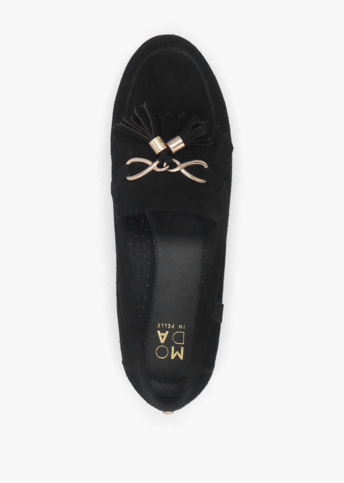 Essana Black Suede Tassel Loafers
