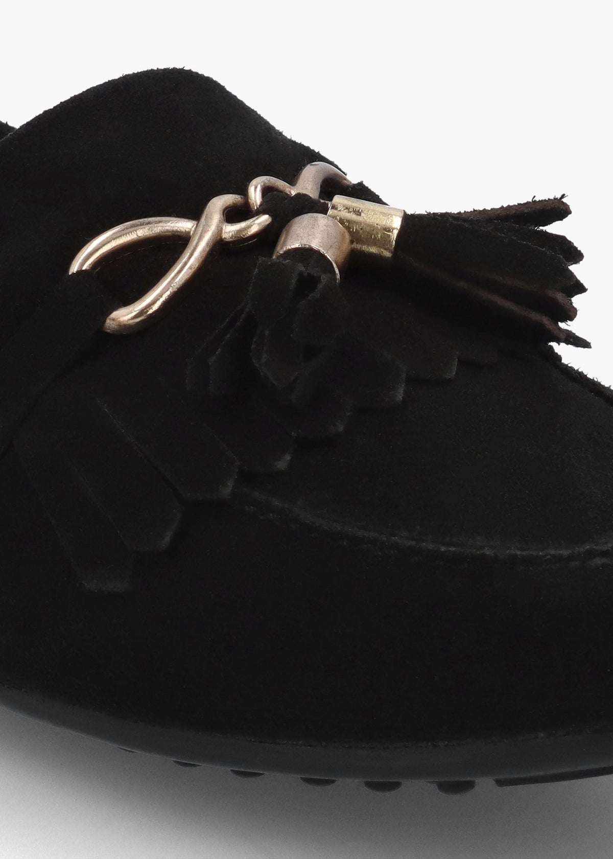 Essana Black Suede Tassel Loafers