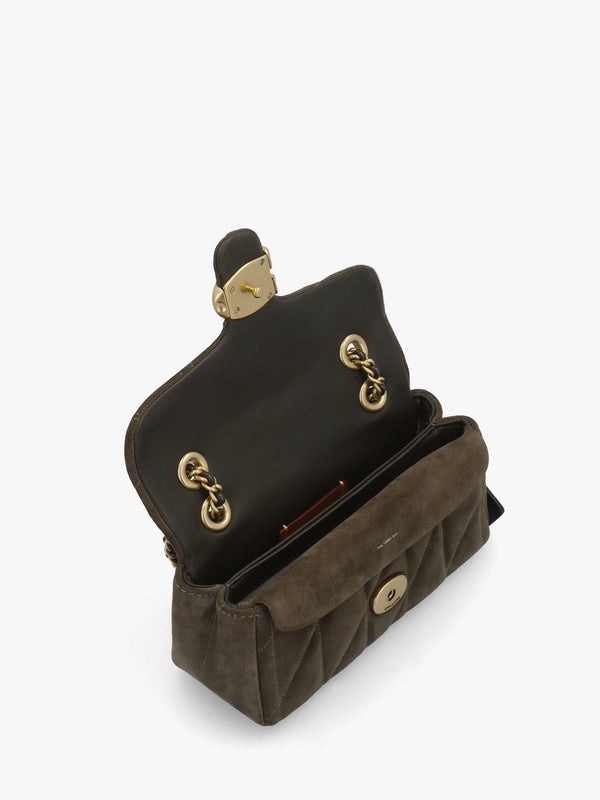 Tabby 20 Quilted Olive Suede Shoulder Bag