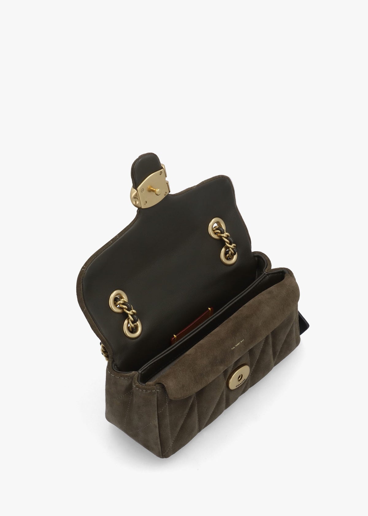Tabby 20 Quilted Olive Suede Shoulder Bag