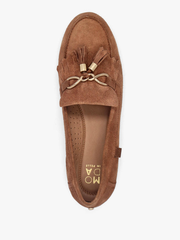 Essana Tan Suede Tassel Loafers