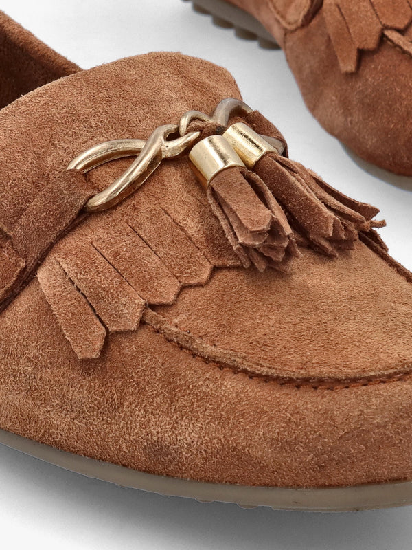 Essana Tan Suede Tassel Loafers