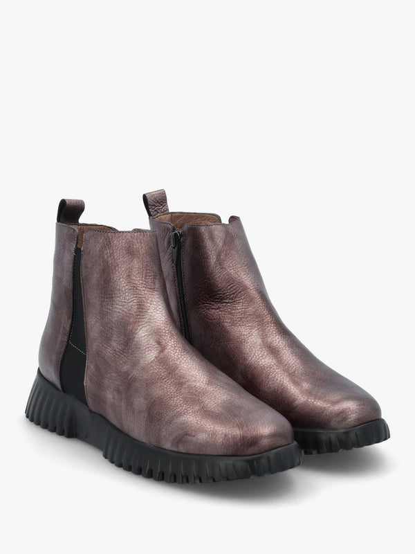 Pewter Leather Chelsea Boots