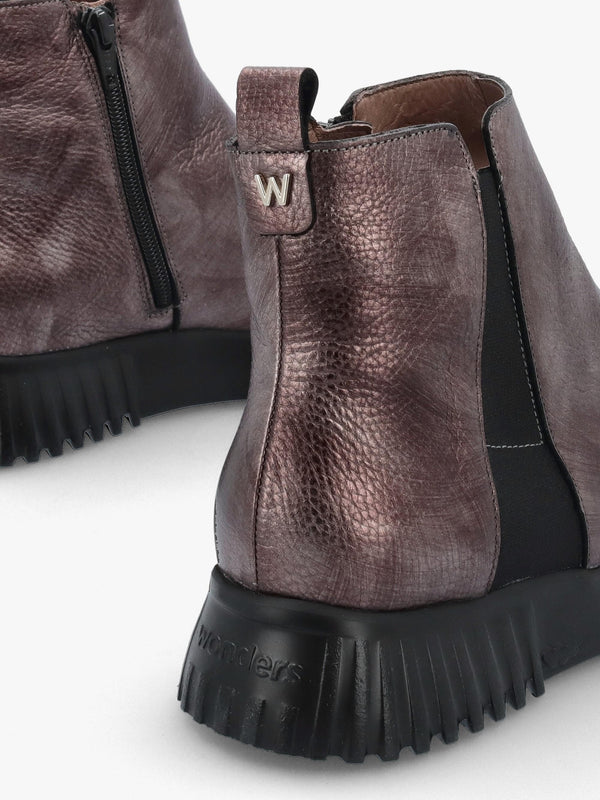 Pewter Leather Chelsea Boots