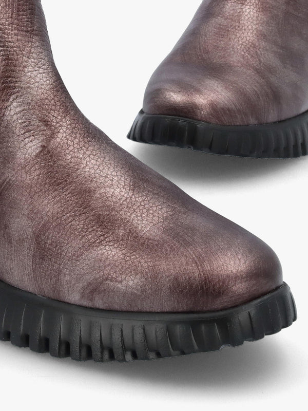 Pewter Leather Chelsea Boots