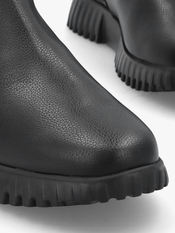 Black Leather Chelsea Boots