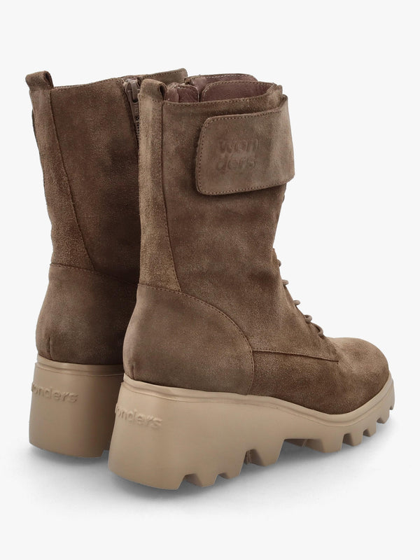Taupe Suede Cleated Wedge Ankle Boots