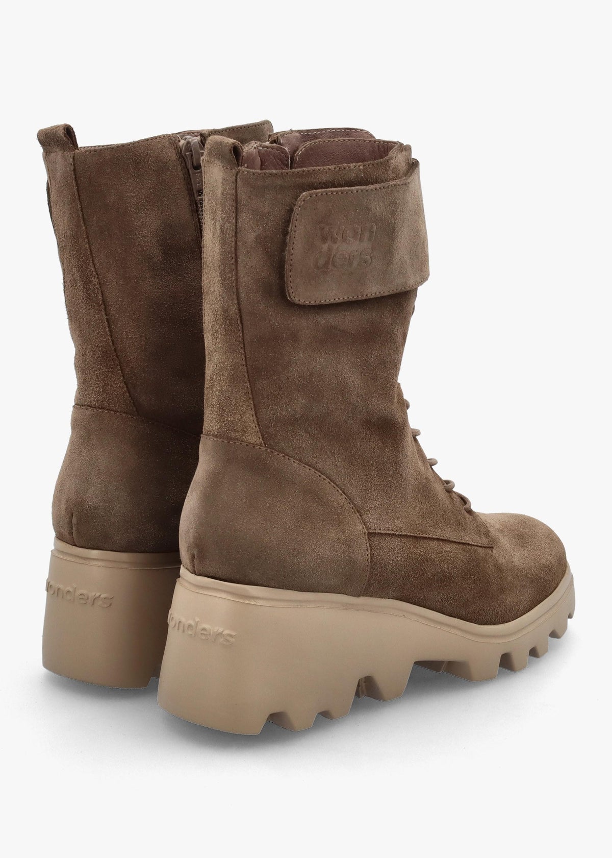 Taupe Suede Cleated Wedge Ankle Boots