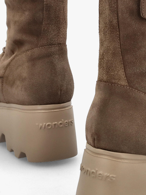 Taupe Suede Cleated Wedge Ankle Boots