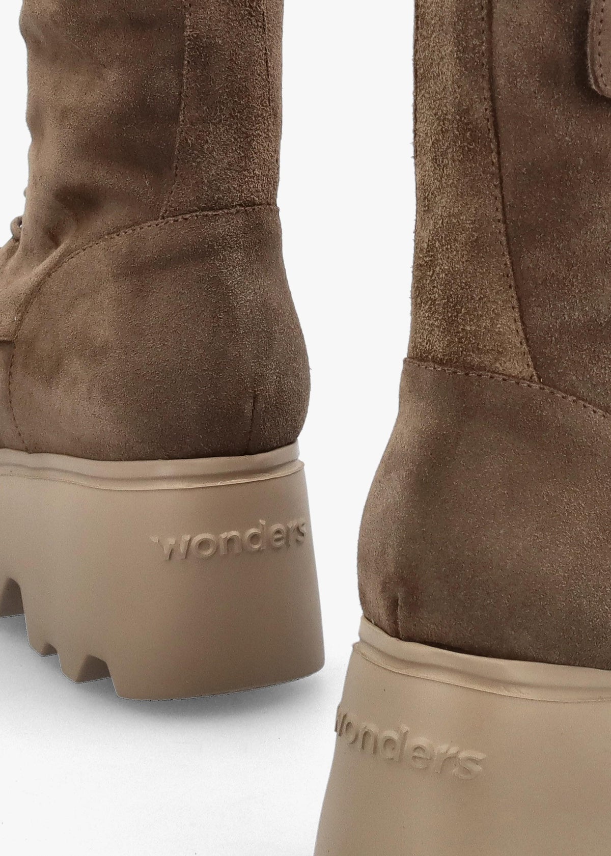 Taupe Suede Cleated Wedge Ankle Boots