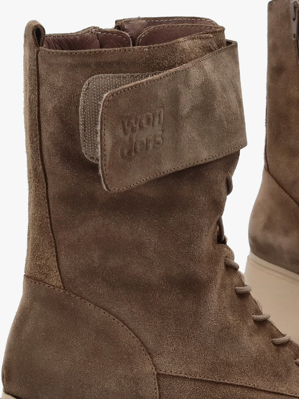 Taupe Suede Cleated Wedge Ankle Boots