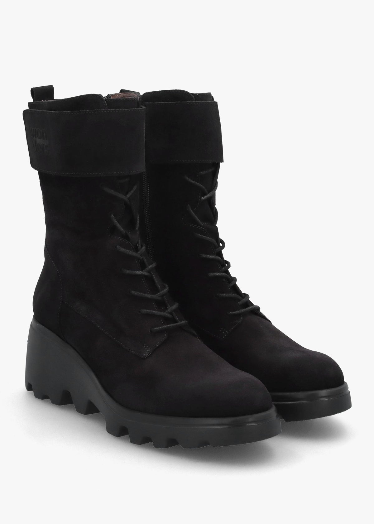 Black Suede Cleated Wedge Ankle Boots