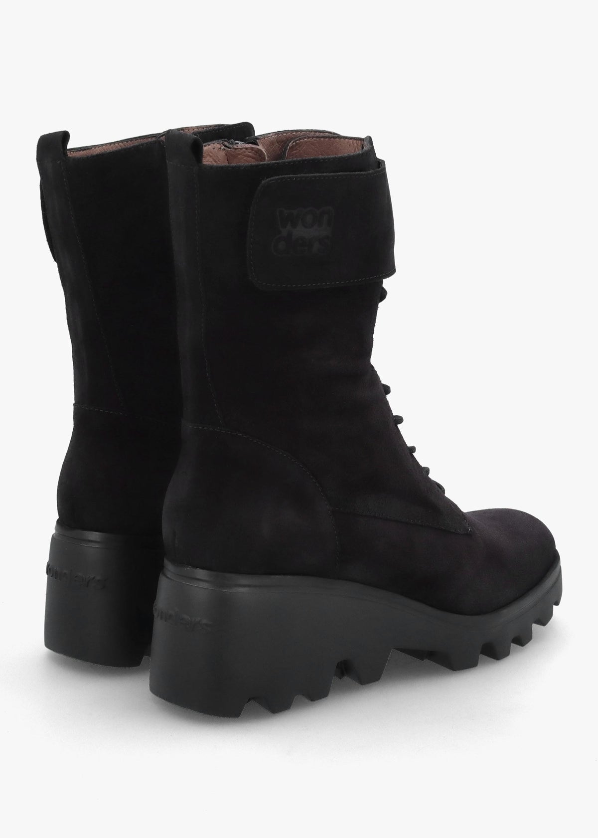 Black Suede Cleated Wedge Ankle Boots