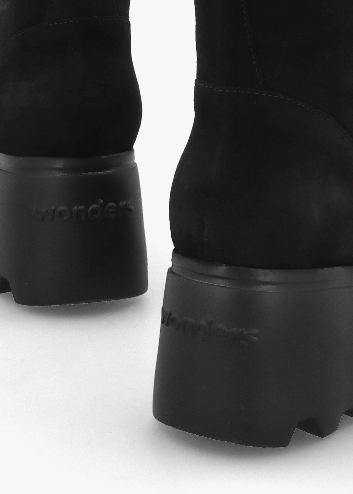Black Suede Cleated Wedge Ankle Boots