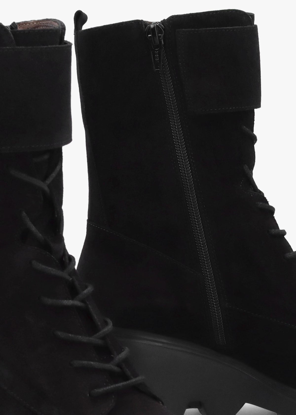 Black Suede Cleated Wedge Ankle Boots