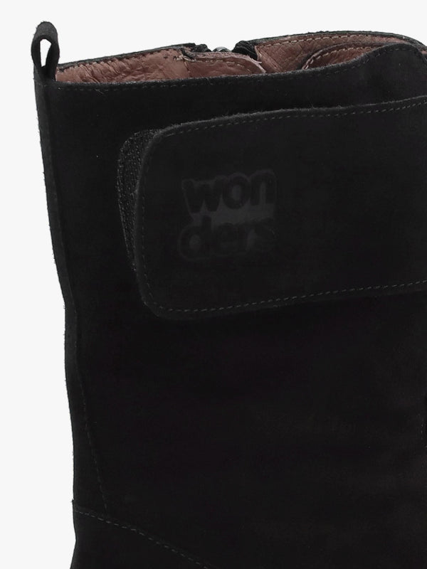 Black Suede Cleated Wedge Ankle Boots