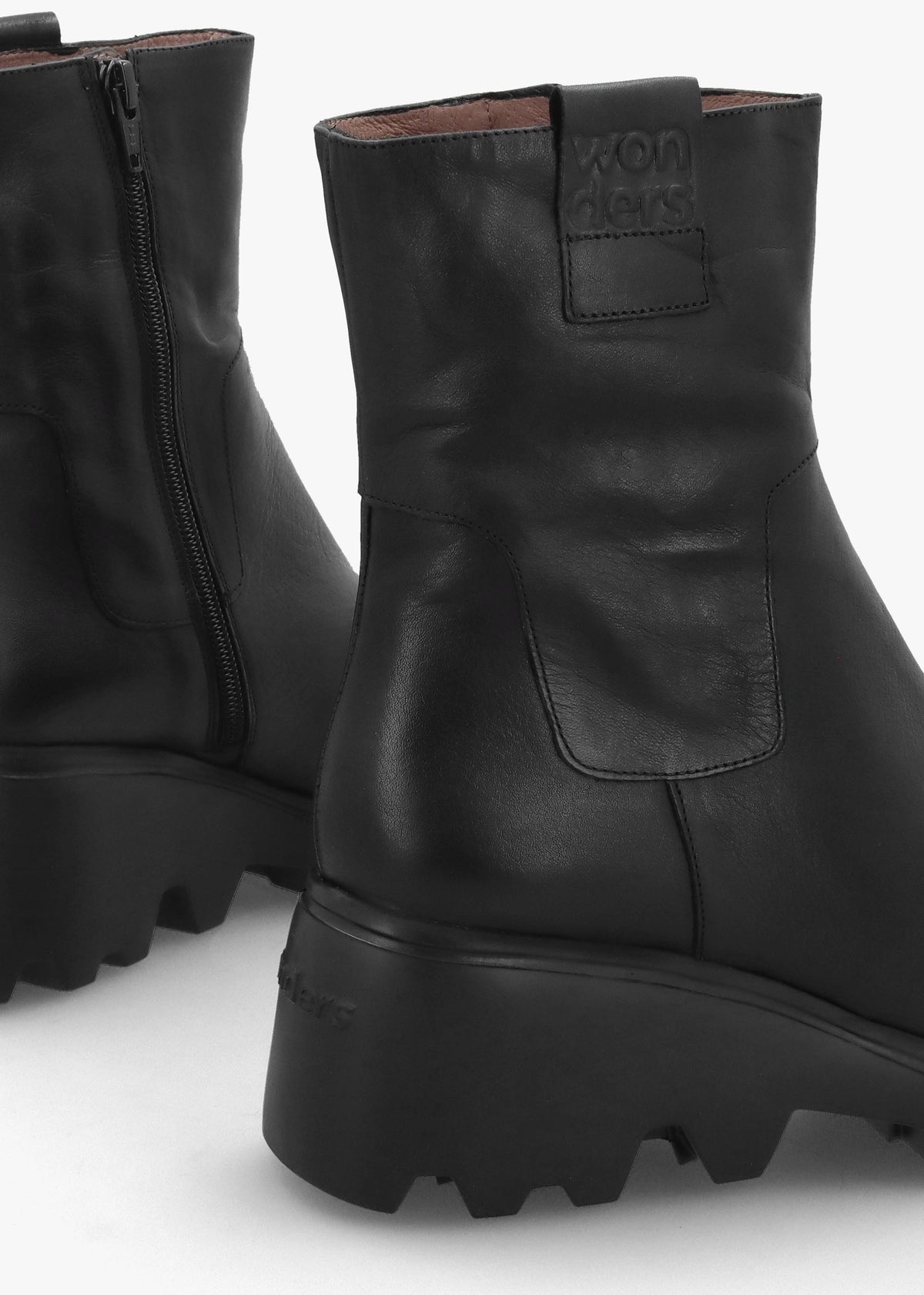 Black Leather Wedge Ankle Boots