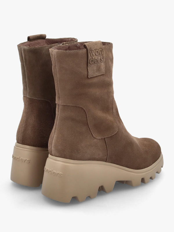Taupe Suede Wedge Ankle Boots