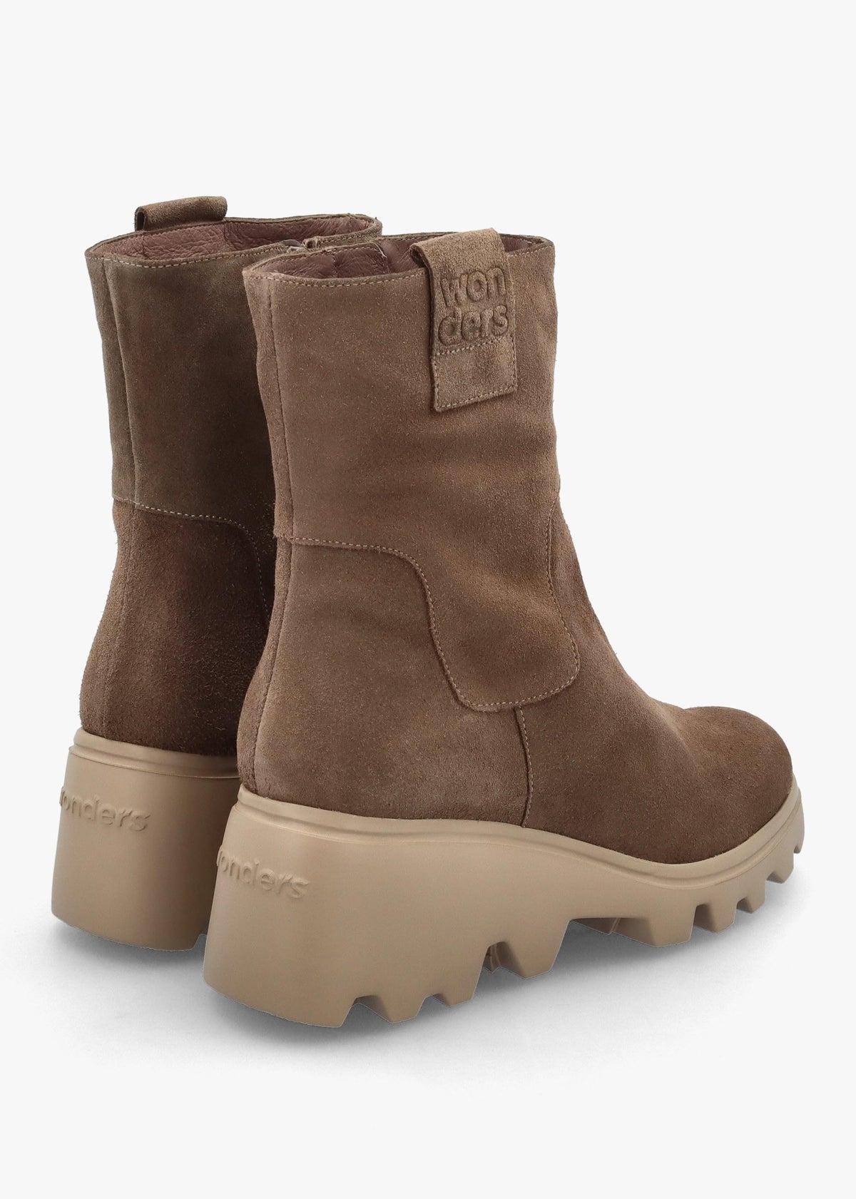 Taupe Suede Wedge Ankle Boots