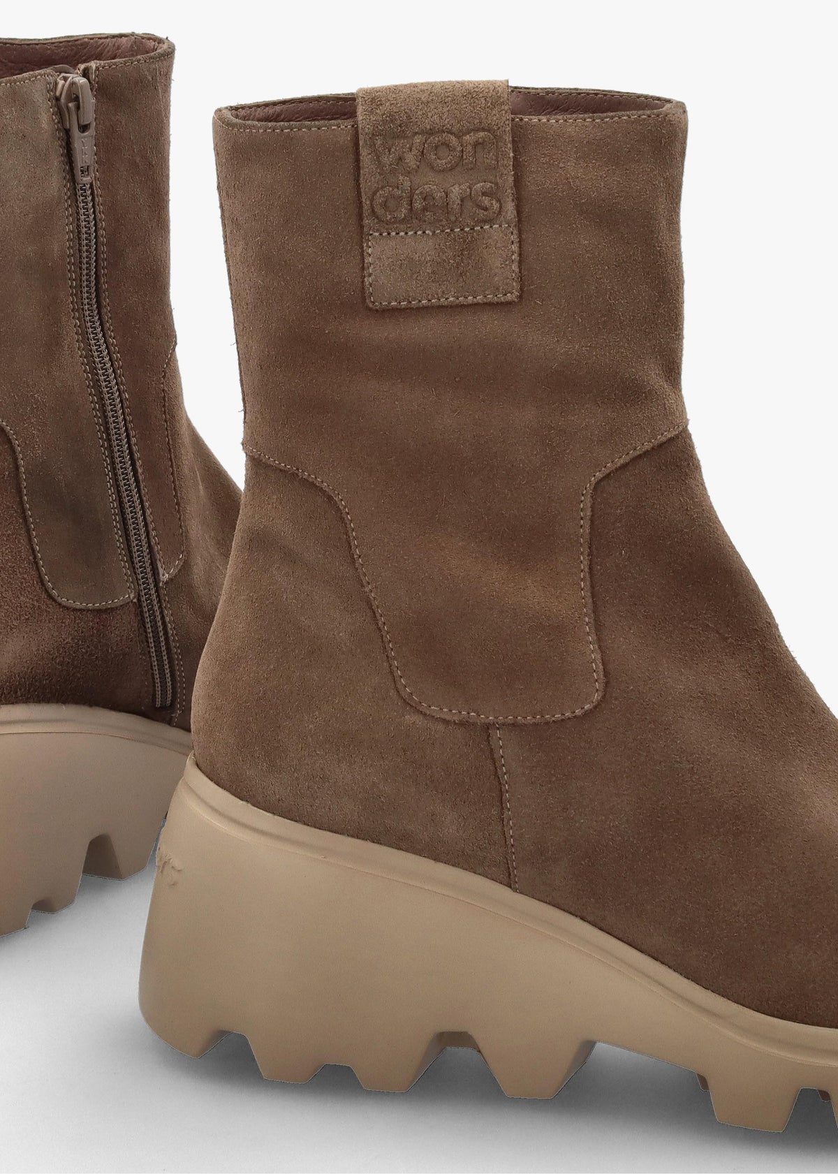Taupe Suede Wedge Ankle Boots