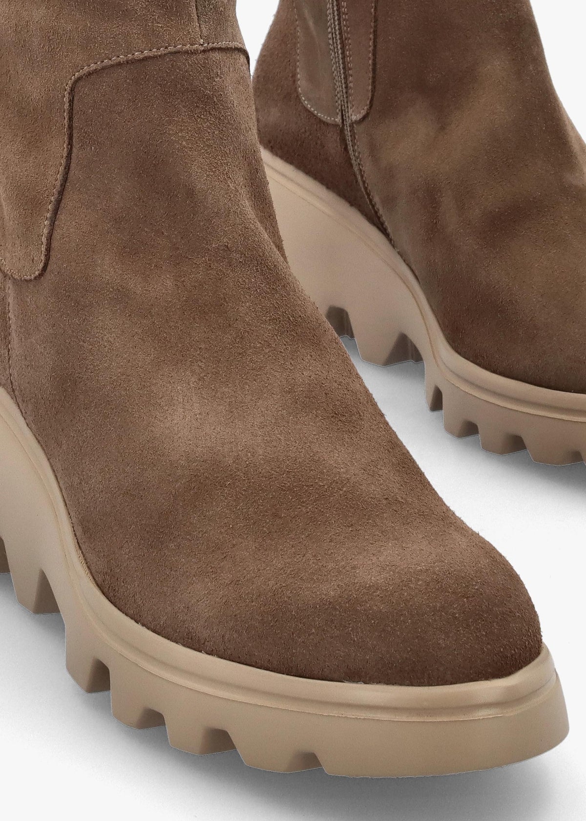 Taupe Suede Wedge Ankle Boots