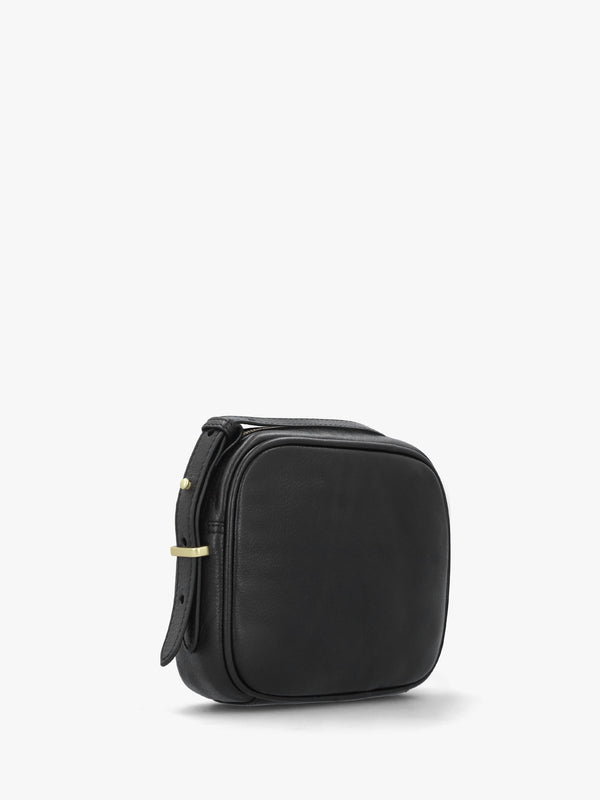 Daphne Black Leather Cross-Body Bag