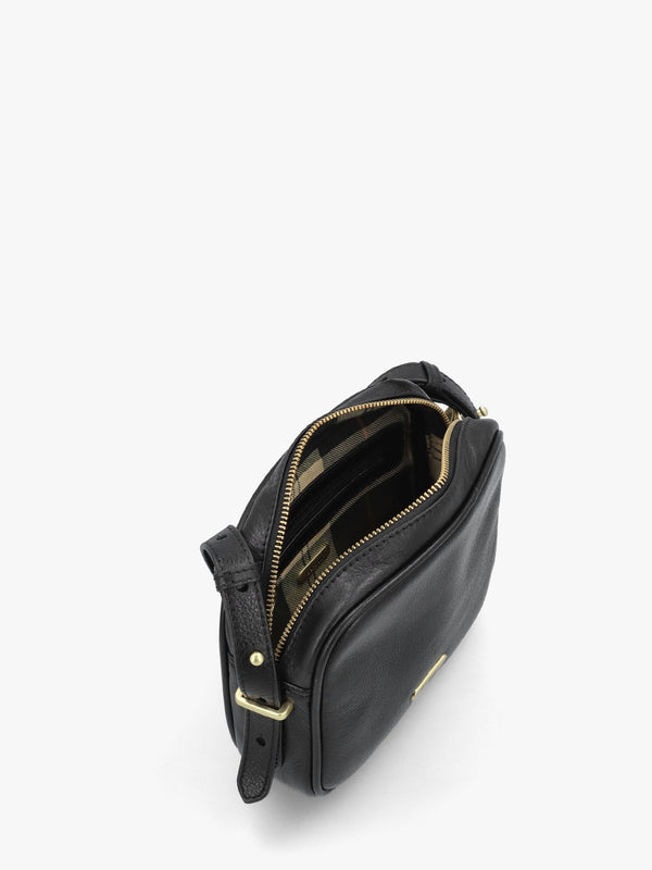 Daphne Black Leather Cross-Body Bag