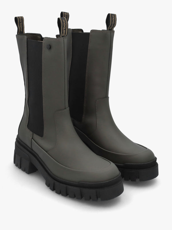 Sidneigh Olive Rubberized Leather Chelsea Boots