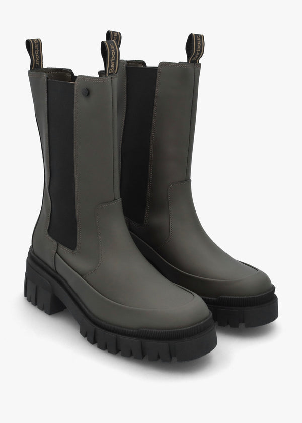 Sidneigh Olive Rubberized Leather Chelsea Boots