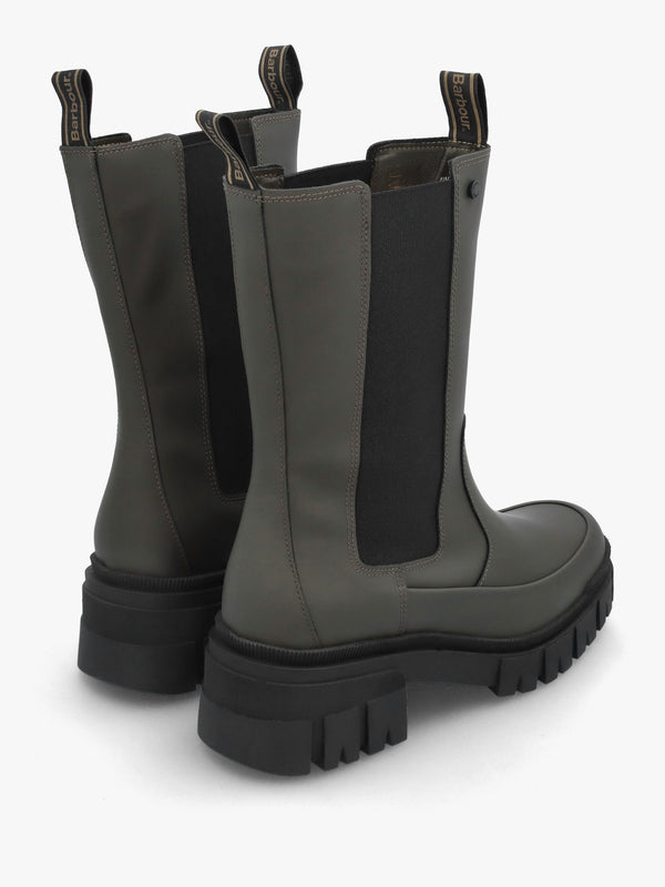 Sidneigh Olive Rubberized Leather Chelsea Boots