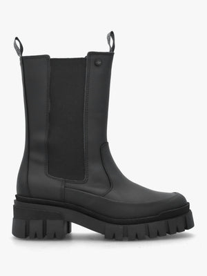 Sidneigh Black Rubberized Leather Chelsea Boots