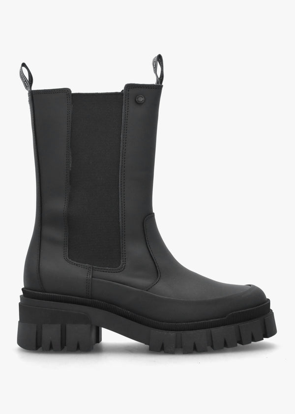 Sidneigh Black Rubberized Leather Chelsea Boots