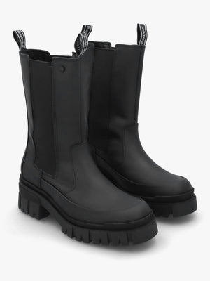 Sidneigh Black Rubberized Leather Chelsea Boots
