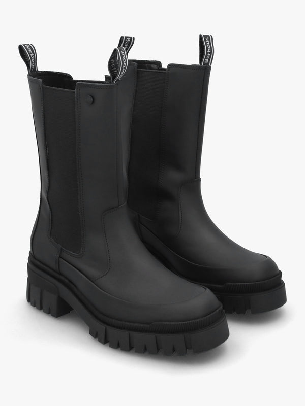 Sidneigh Black Rubberized Leather Chelsea Boots