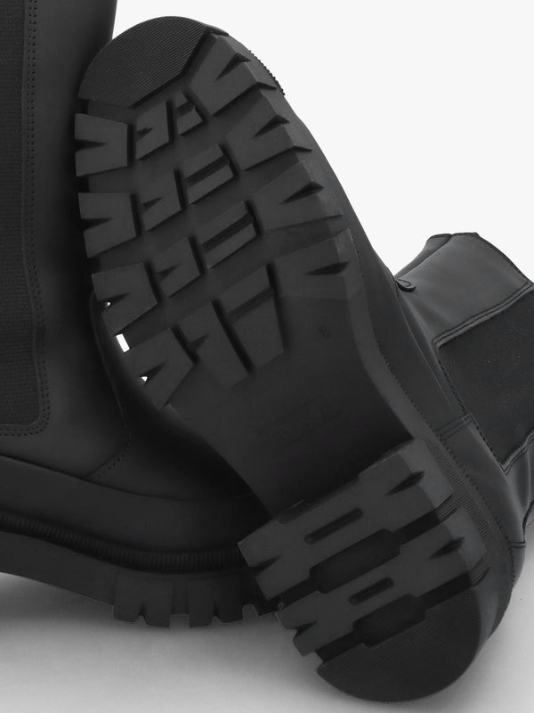 Sidneigh Black Rubberized Leather Chelsea Boots