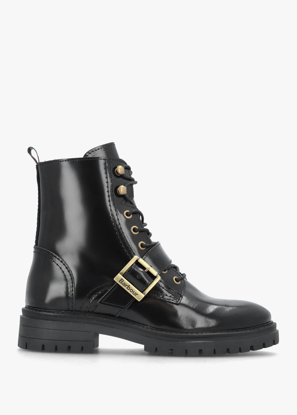 Ouseburne Black Glace Leather Biker Boots