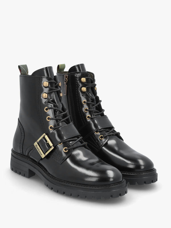 Ouseburne Black Glace Leather Biker Boots