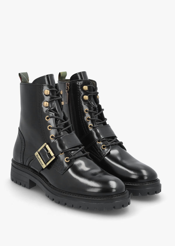 Ouseburne Black Glace Leather Biker Boots