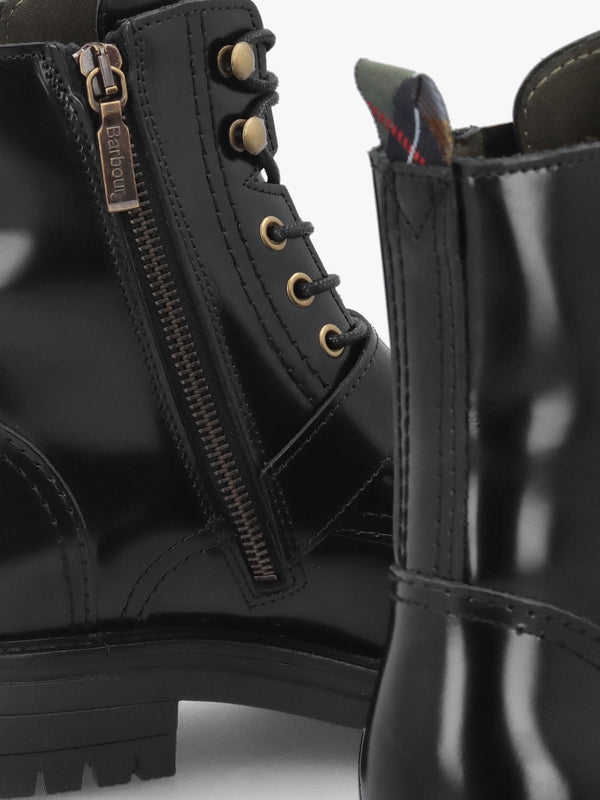Ouseburne Black Glace Leather Biker Boots