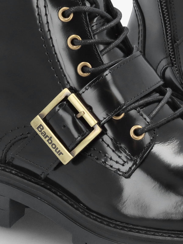 Ouseburne Black Glace Leather Biker Boots
