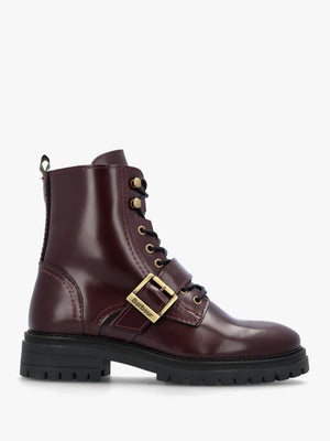 Ouseburne Cherry Glace Leather Biker Boots