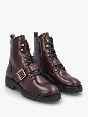 Ouseburne Cherry Glace Leather Biker Boots