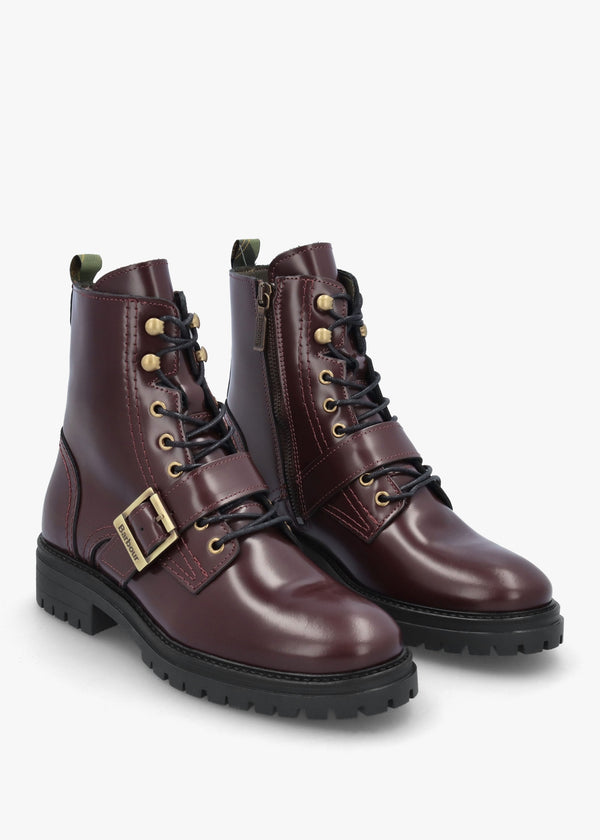Ouseburne Cherry Glace Leather Biker Boots