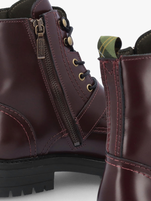 Ouseburne Cherry Glace Leather Biker Boots