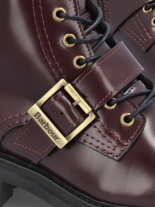 Ouseburne Cherry Glace Leather Biker Boots